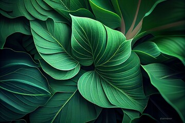 Obraz premium Green leaf background. Generative AI