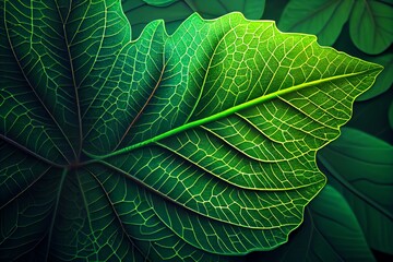 Fototapeta premium Green leaf background. Generative AI