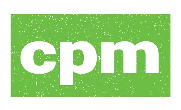 cpm text written on green stamp sign.