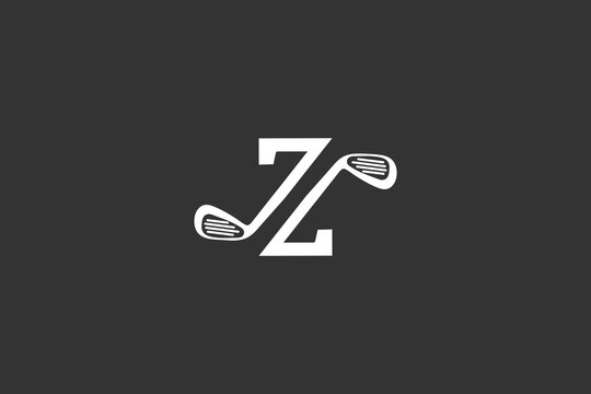 Z letter with modern golf stick typography logo design, Z golf logo design