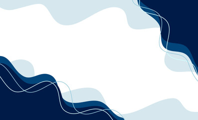 Blue flat geometric shape background, wavy shape vector