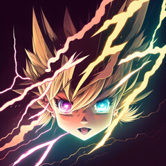 Naklejka premium Adore the cute Baby Face Manga illustrations & charming Cute Manga Art. Celebrate childhood's innocence in our Adorable Child collection. A perfect blend of cuteness & innovation. AI Générative Art.