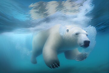 a swimming polar bear. Generative AI