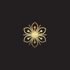 floral  abstract logo on the black background.