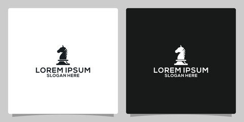 Black Chess Knight Horse Stallion silhouette logo design © Humairaa_Std