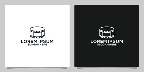abstract cinema logo vector template isolated on black and white background