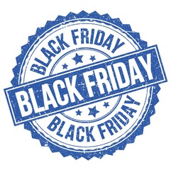 Fototapeta premium BLACK FRIDAY text on blue round stamp sign