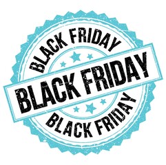 BLACK FRIDAY text on blue-black round stamp sign