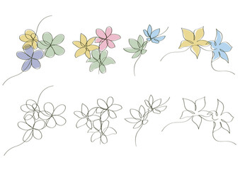 Flowers' elegant one line art style artwork vector illustration 
