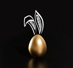 Happy Easter, Rabbits's ears, Gold eggs.	
