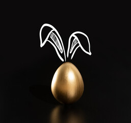 Happy Easter, Rabbits's ears, multicolored eggs.