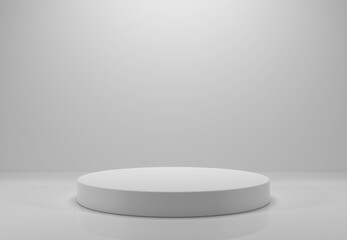 3D rendering, empty podium platform for product display on white background, decoration, interior view, pedestal display