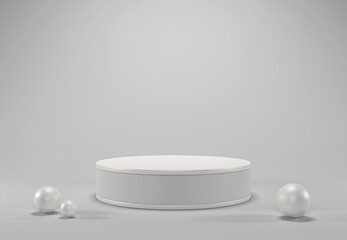 3D rendering, empty podium platform for product display on white background, decoration, interior view, pedestal display