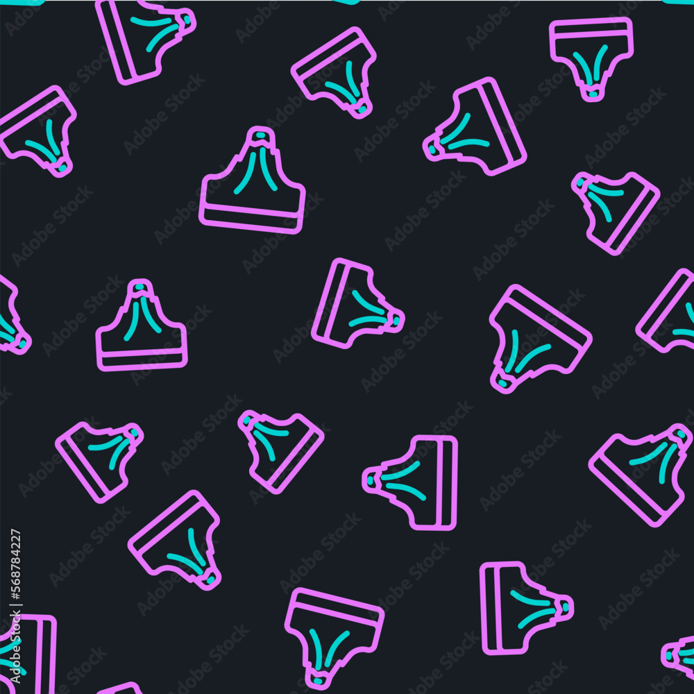 Poster line volcano icon isolated seamless pattern on black background. vector