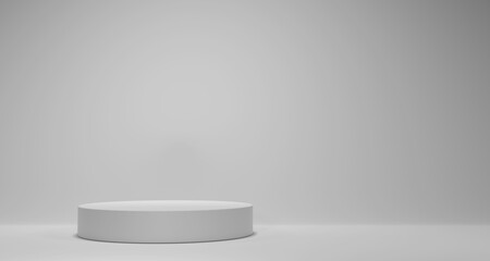 3D rendering, empty podium platform for product display on white background, decoration, interior view, pedestal display