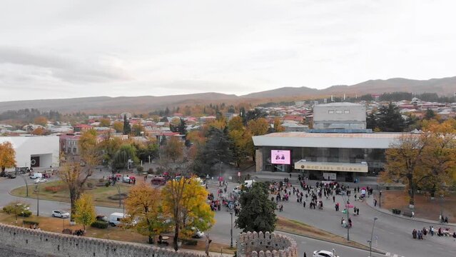 Telavi , Georgia - october, 2022: people gather in square for traditional chacha drink festival in Telavi