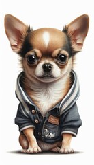 Little chihuahua cute children illustration. Isolated. Illustration of the character.