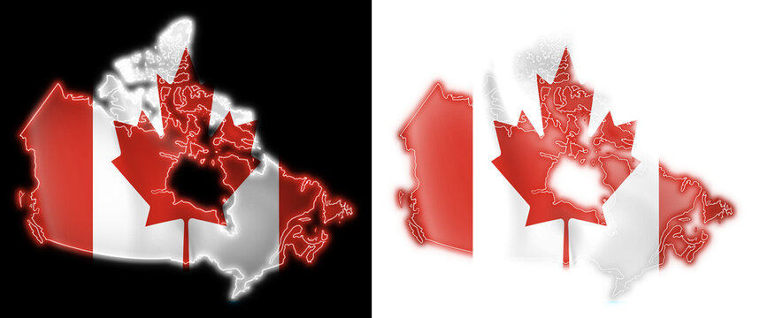 canada map flag colour glow transparent background
