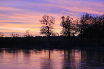 sunset over the river