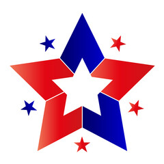 American decorative red blue star symbol icon