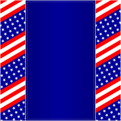 American flag symbols patriotic border frame on a blue background with copy space for your text.	
