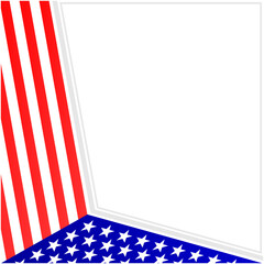 USA flag symbols corner border frame mockup with empty space for your text.