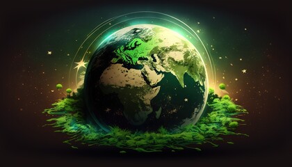 Planet Earth day illustration with copy space generative ai