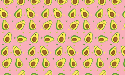 seamless pattern with avocado, cute wallpaper