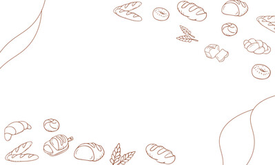 Bakery background. Top view of bakery products