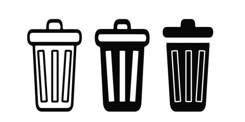 Bin icon set. Trash can symbol vector illustration.