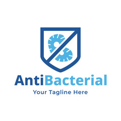 Antibacterial logo or label - vector isolated sign for antiseptic cosmetics and medical pharmaceutical products 