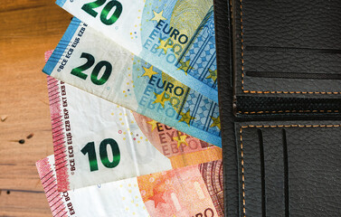 wallet with euros paper money