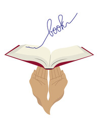 Vector illustration of the banner of the World Writers' Day. Image for World Book Day and Copyright. The concept of the writer's block. Image of hands and books