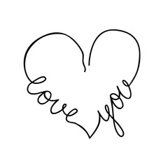 Vector image of valentines in doodle style. Lettering on Valentine's Day. A heart with an inscription