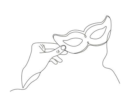 Vector illustration of a doodle-style mask. An image of a Mardi Gras party. Collection of French traditional Mardi Gras symbols
