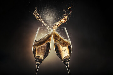 Celebration toast with champagne. Generative IA