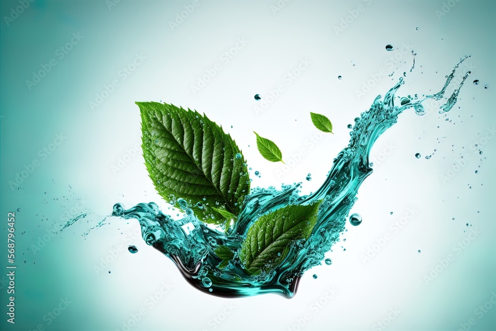 Poster using menthol or mint leaves to flavor water generative ai