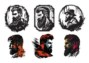 Brutal faces of bearded men