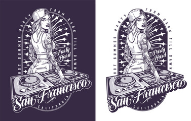 Trendy party girl flyer monochrome