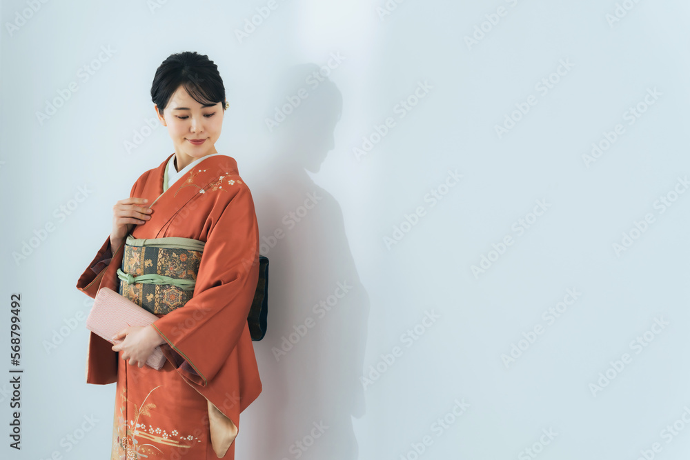 Aufkleber 着物を着た女性　写真館　フォトスタジオ