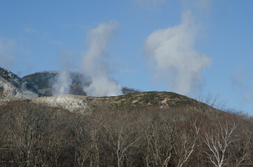 Fumaroles on Mount Io. Akan Mashu National Park. Hokkaido. Japan.