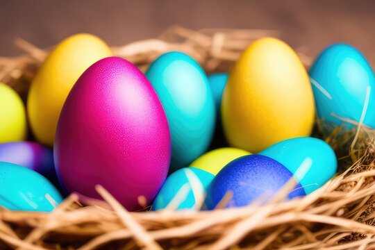 High-Resolution Image of Colorful Easter Eggs Background, Perfect for Adding a Festive Touch to any Design Project	