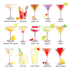 A set of classic official cocktails 