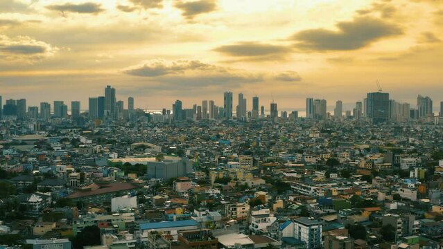 Aerial view of manila city before sunset