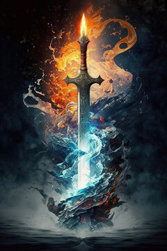 Beautiful fantasy sword of the elements, Generative AI