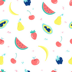 fruit seamless pattern. Vector illustration with decorative elements.white background
