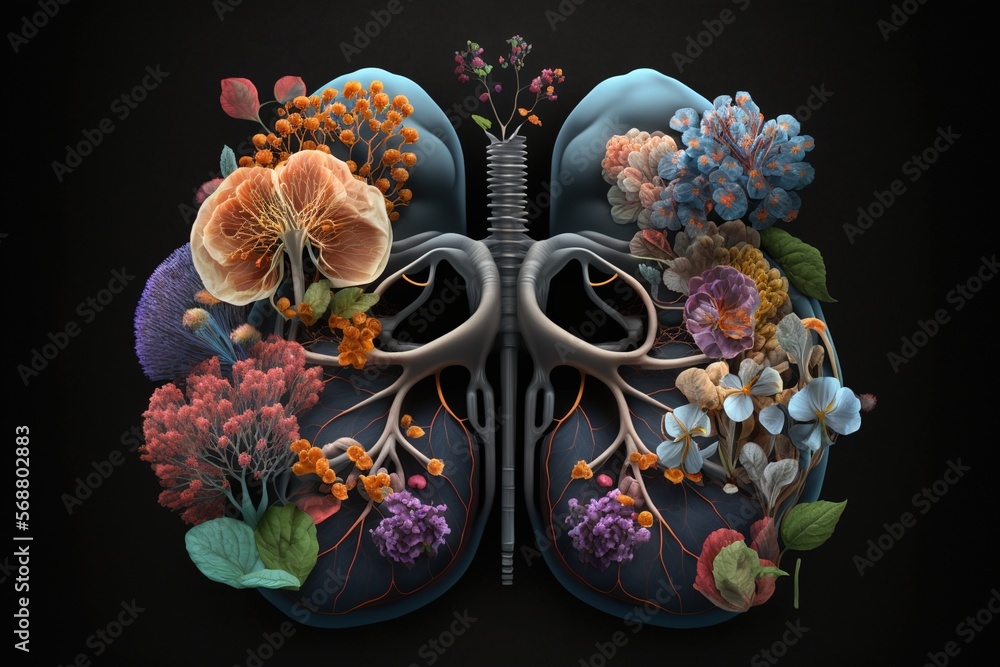 Wall mural Beautiful color of floral blooming in the renal organ. Generative AI