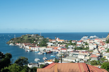 Naklejka na ściany i meble A panoramic view of St. George's, Grenada.