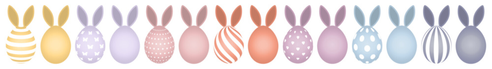 14 Bunte Ostereier Mit Hasenohren Bunt Weiße Muster