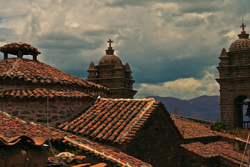 Roofs of the church in Ayacucho, Peru